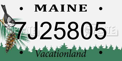 7J25805 Maine License Plate