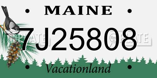 7J25808 Maine License Plate