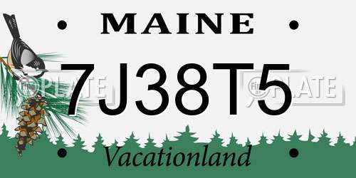 7J38T5 Maine License Plate