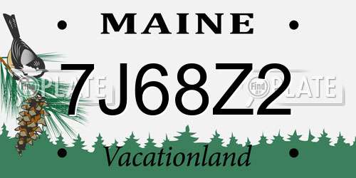 7J68Z2 Maine License Plate