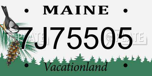 7J75505 Maine License Plate