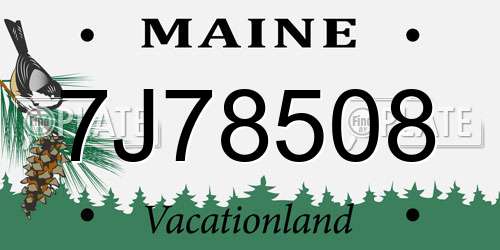7J78508 Maine License Plate