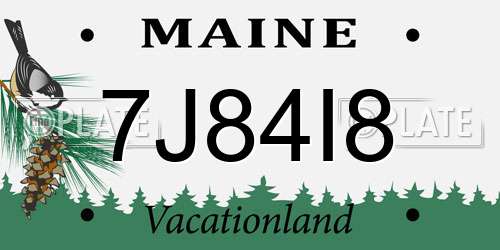 7J84I8 Maine License Plate