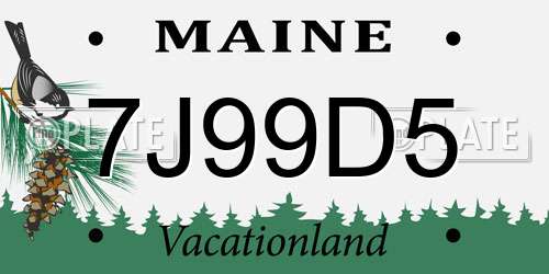 7J99D5 Maine License Plate