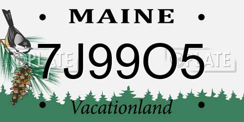 7J99O5 Maine License Plate