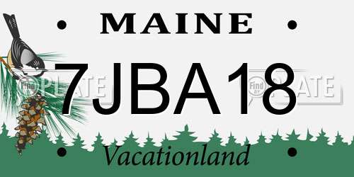 7JBA18 Maine License Plate