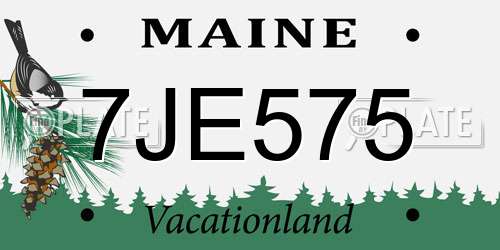 7JE575 Maine License Plate