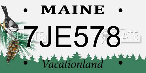 7JE578 Maine License Plate
