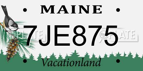 7JE875 Maine License Plate