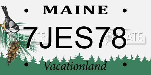 7JES78 Maine License Plate