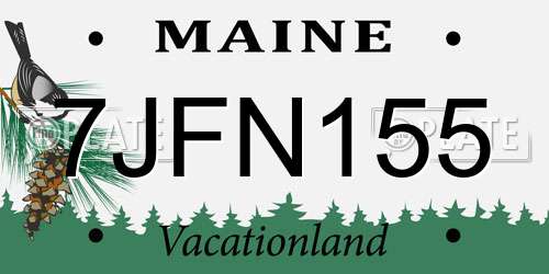7JFN155 Maine License Plate