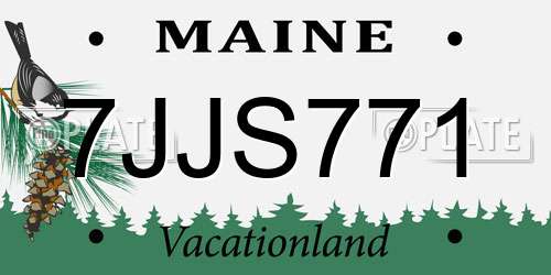 7JJS771 Maine License Plate