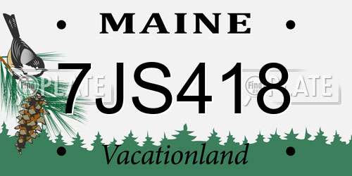 7JS418 Maine License Plate