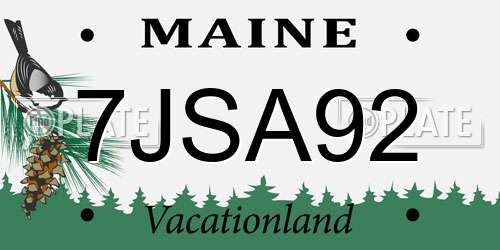 7JSA92 Maine License Plate