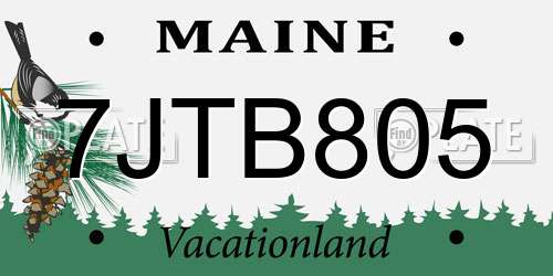 7JTB805 Maine License Plate