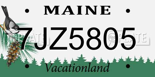 7JZ5805 Maine License Plate