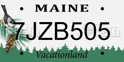 7JZB505 Maine License Plate