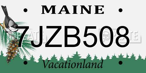 7JZB508 Maine License Plate