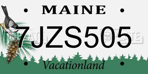 7JZS505 Maine License Plate