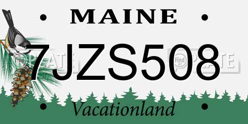 7JZS508 Maine License Plate