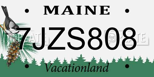 7JZS808 Maine License Plate