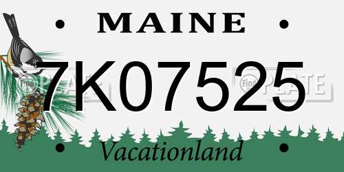7K07525 Maine License Plate