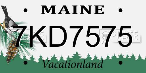7KD7575 Maine License Plate