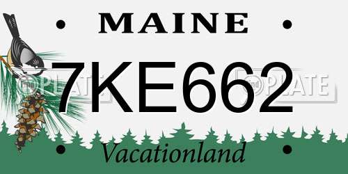 7KE662 Maine License Plate