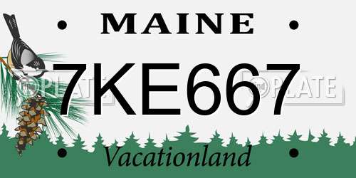 7KE667 Maine License Plate