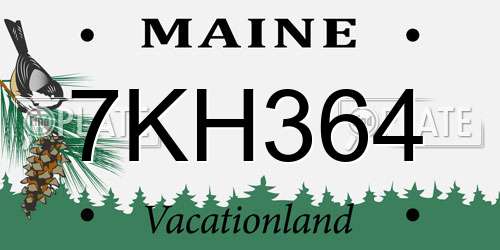 7KH364 Maine License Plate