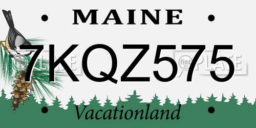 7KQZ575 Maine License Plate