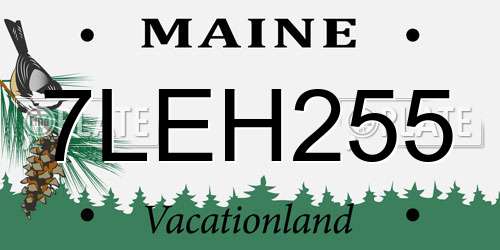 7LEH255 Maine License Plate