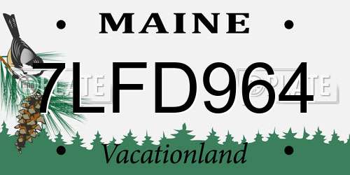 7LFD964 Maine License Plate