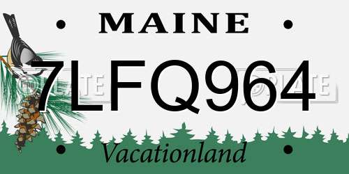 7LFQ964 Maine License Plate