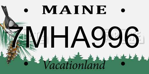 7MHA996 Maine License Plate