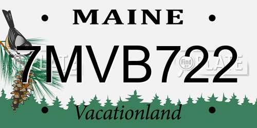 7MVB722 Maine License Plate
