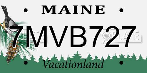7MVB727 Maine License Plate
