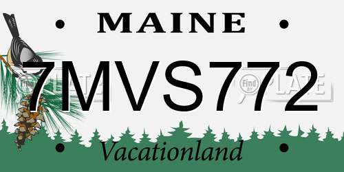 7MVS772 Maine License Plate