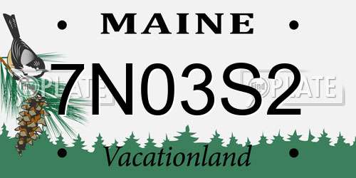 7N03S2 Maine License Plate