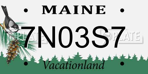 7N03S7 Maine License Plate
