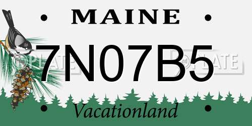 7N07B5 Maine License Plate