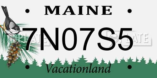 7N07S5 Maine License Plate
