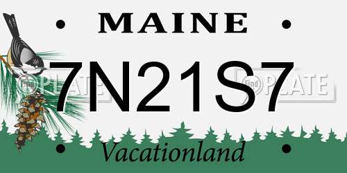 7N21S7 Maine License Plate
