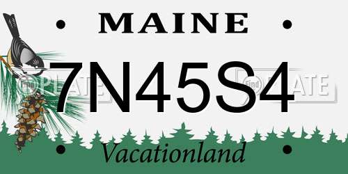 7N45S4 Maine License Plate