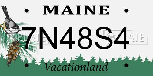 7N48S4 Maine License Plate