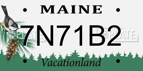 7N71B2 Maine License Plate