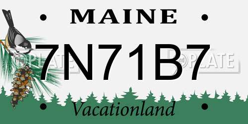 7N71B7 Maine License Plate