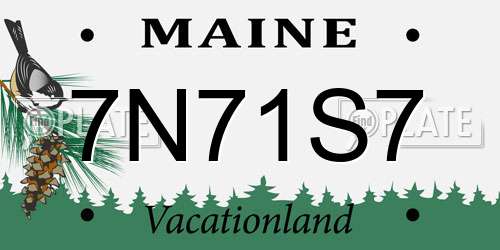 7N71S7 Maine License Plate