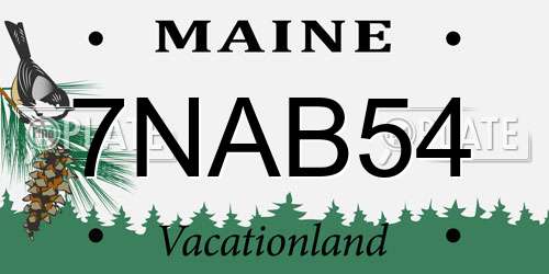 7NAB54 Maine License Plate