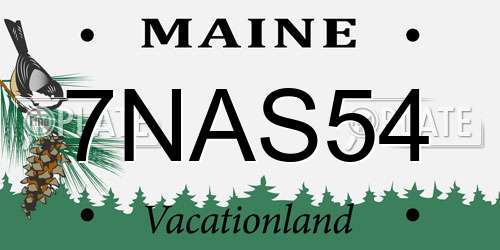7NAS54 Maine License Plate